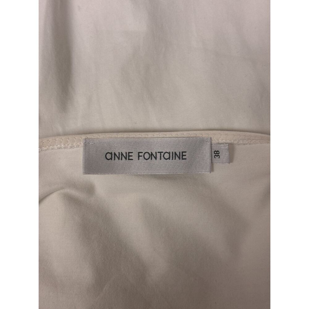 Anne Fontaine Dress 38 / US 6 Womens White Pima Cotton Stretch Pleated - Picture 8 of 9